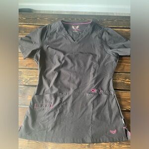 Smitten Rock Goddess V-Neck Top
#S101002 Graphite 
Petite-XS